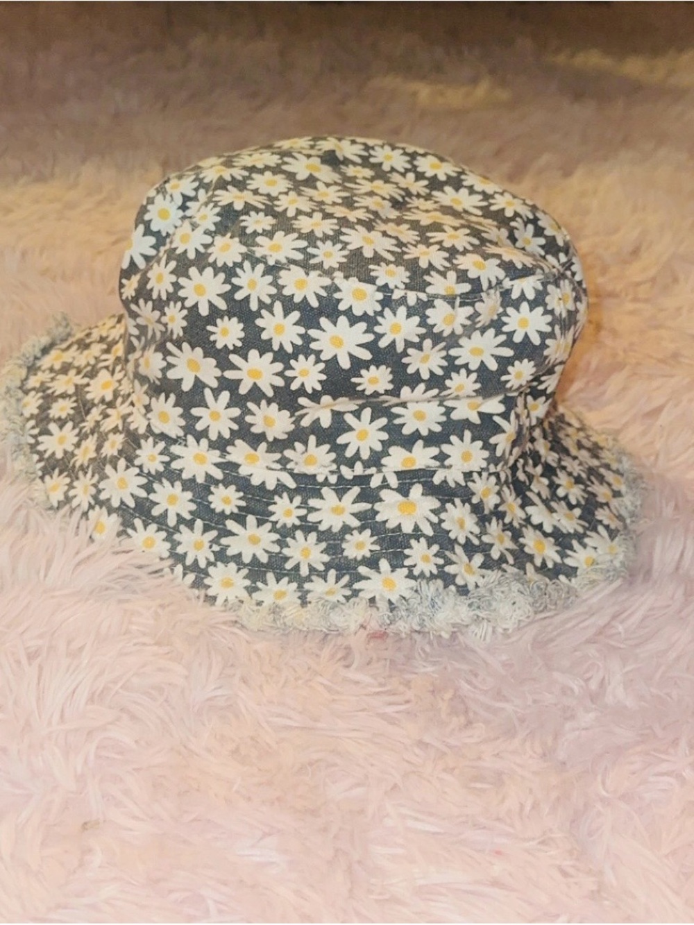 Girls' Daisy Print Bucket Hat - White & Yellow Floral